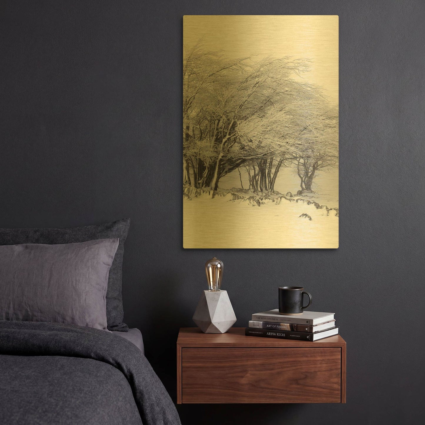 'Winter Storm' By Incado Gold Metal Wall Art