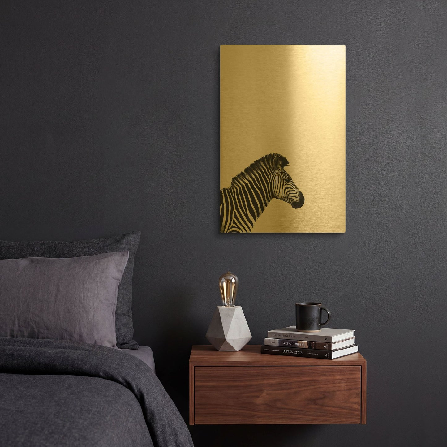 'Zebra 2' By Incado Gold Metal Wall Art
