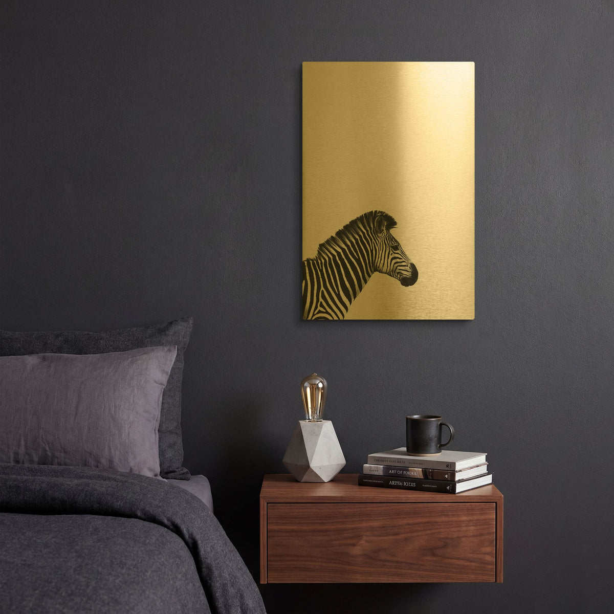 'Zebra 2' By Incado Gold Metal Wall Art