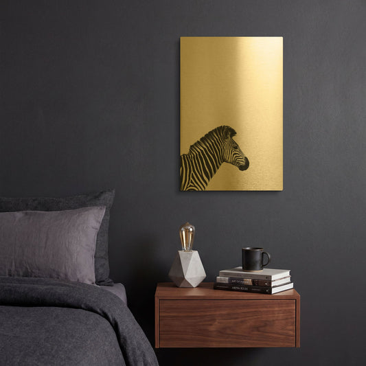 'Zebra 2' By Incado Gold Metal Wall Art
