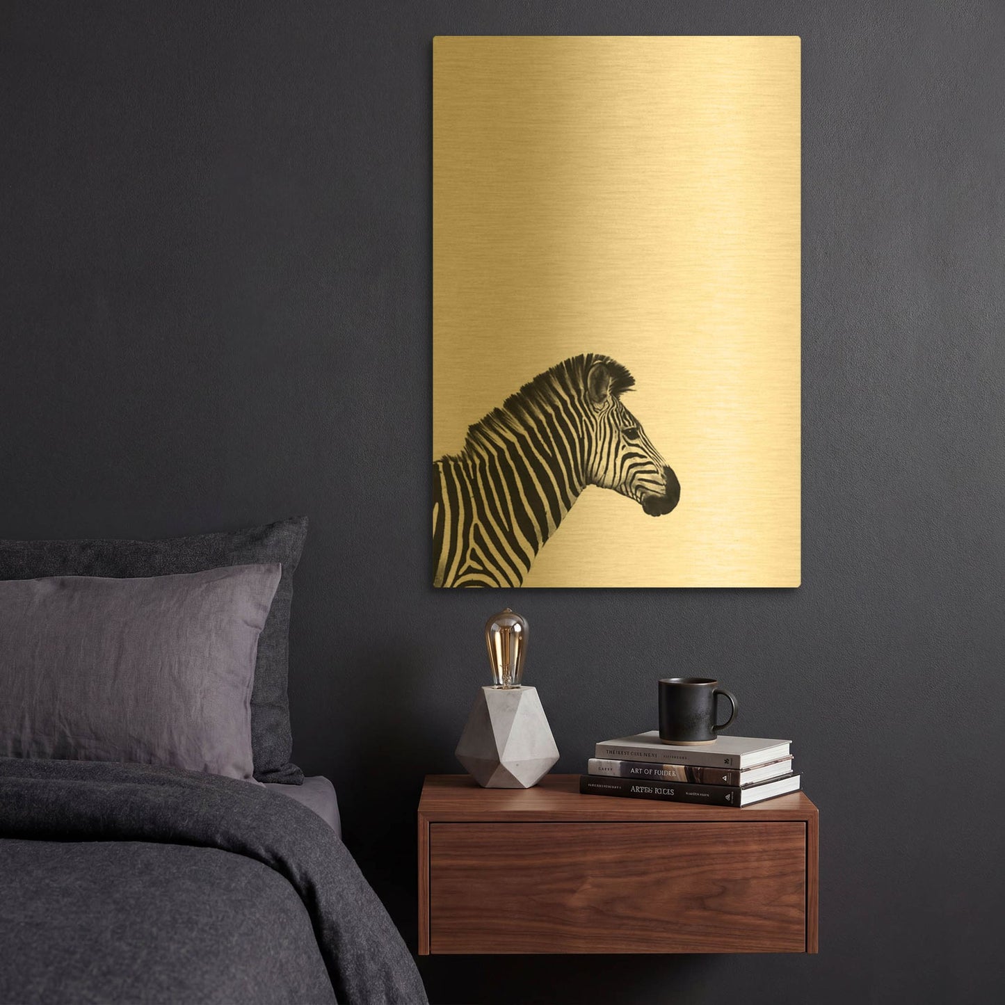 'Zebra 2' By Incado Gold Metal Wall Art