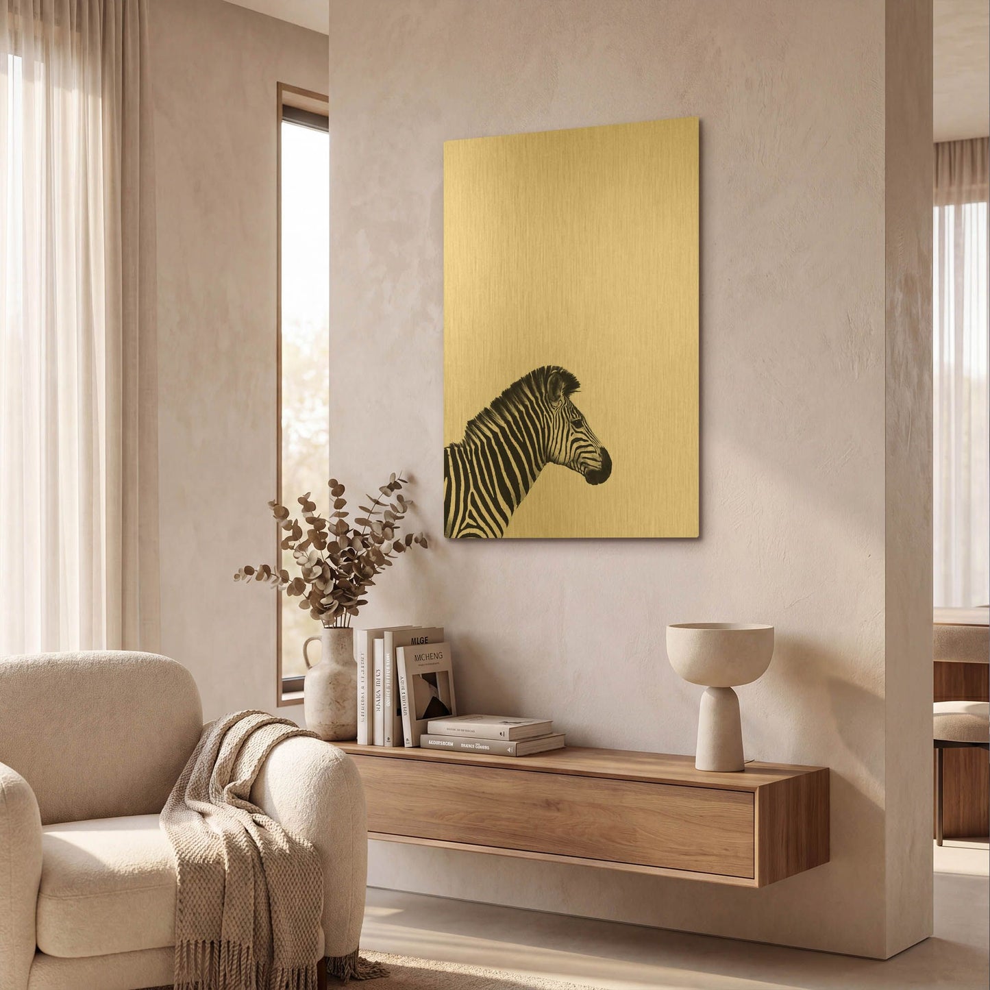 'Zebra 2' By Incado Gold Metal Wall Art