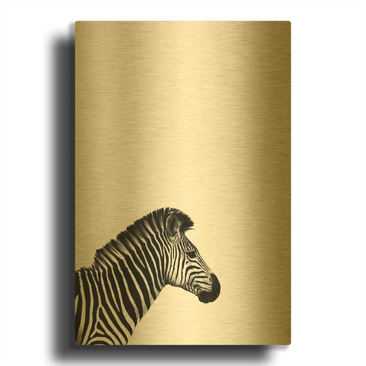 'Zebra 2' By Incado Gold Metal Wall Art