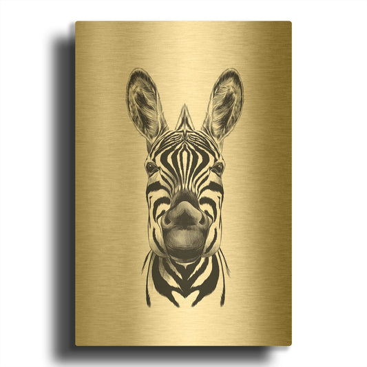 'Zebra Illustration' By Incado Gold Metal Wall Art