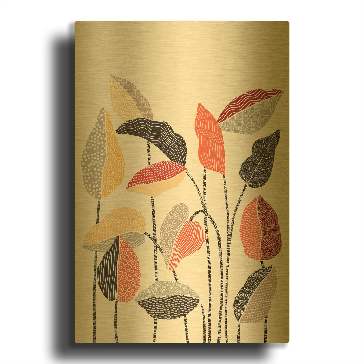 'Happy Leaves A' By Ioana Horvat Gold Metal Wall Art