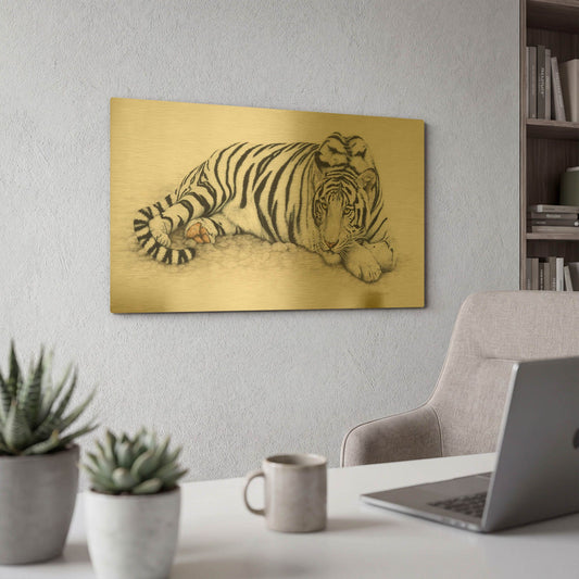 'Siberian Tiger' By Jan Henderson Gold Metal Wall Art