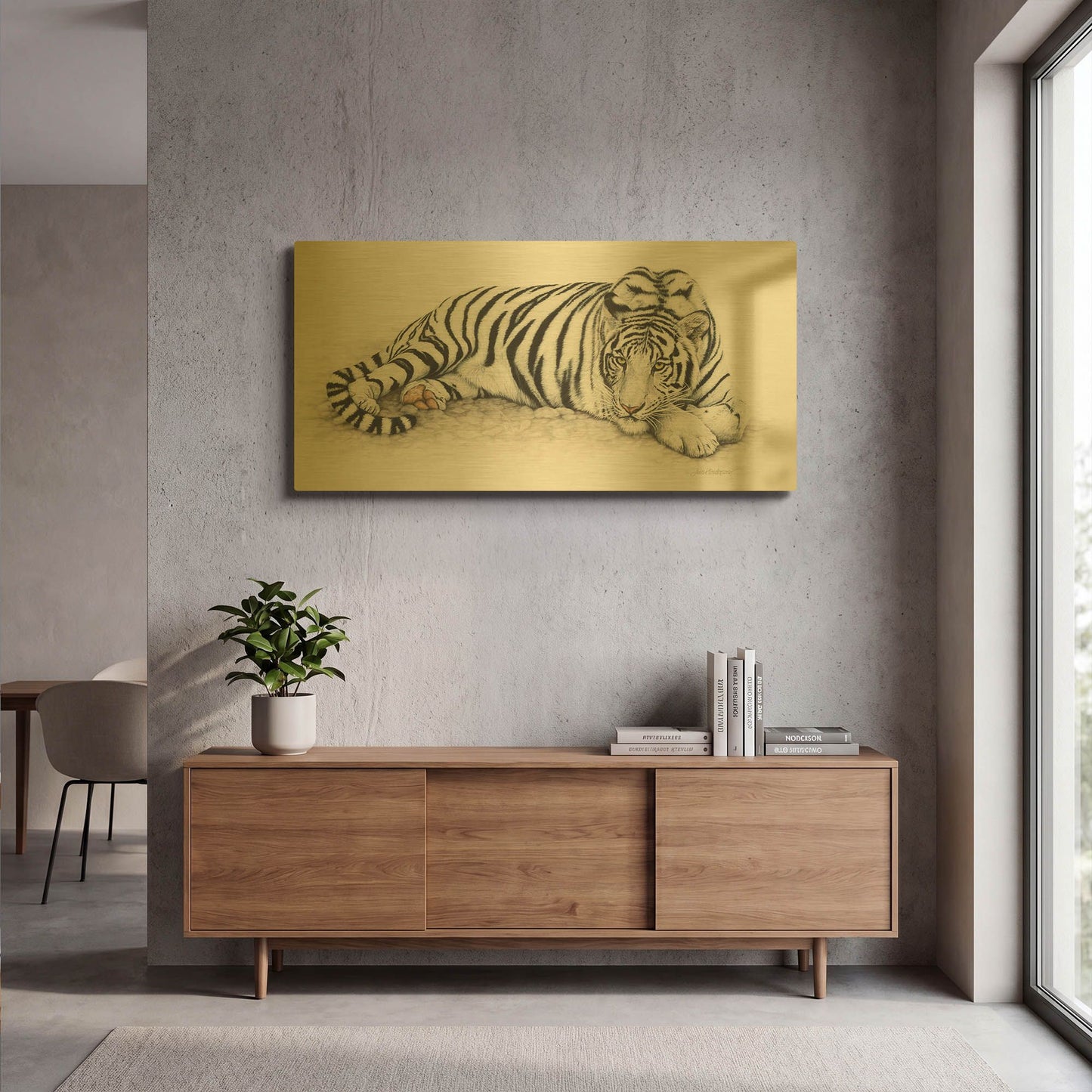 'Siberian Tiger' By Jan Henderson Gold Metal Wall Art