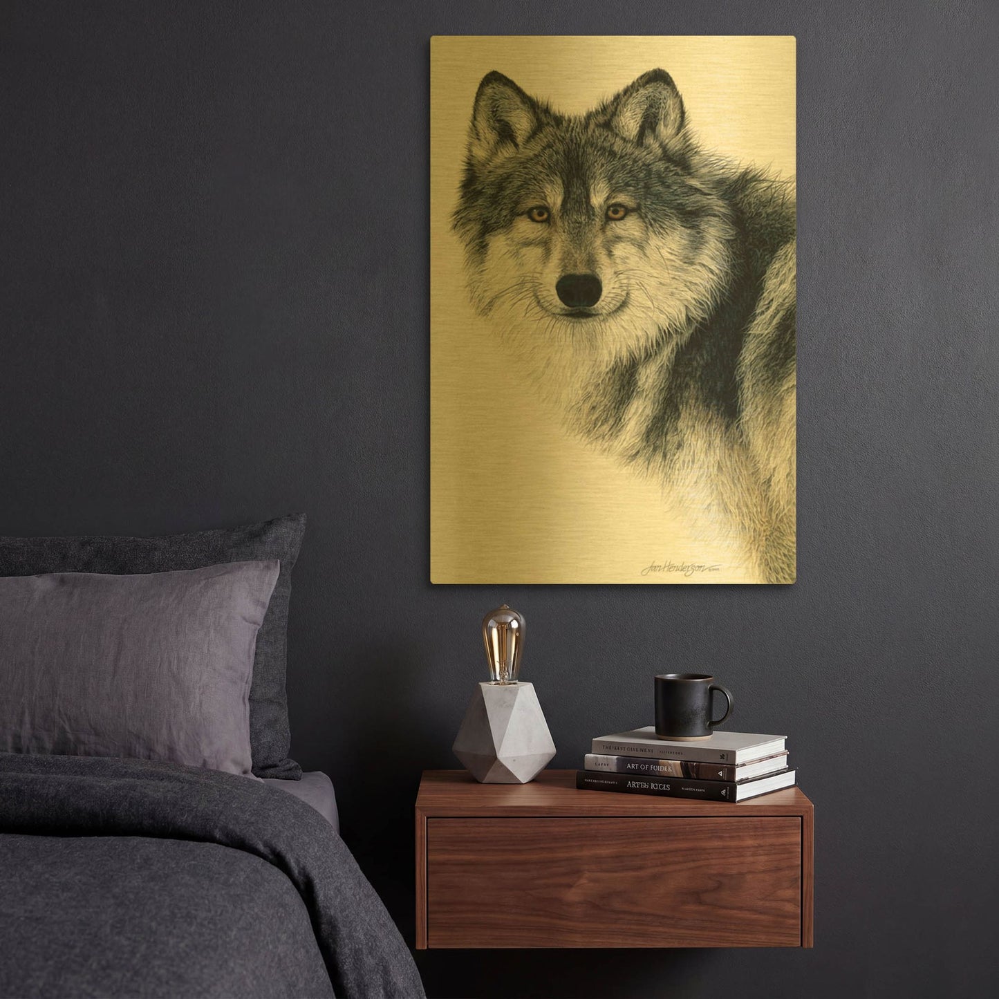 'Silent Watch' By Jan Henderson Gold Metal Wall Art