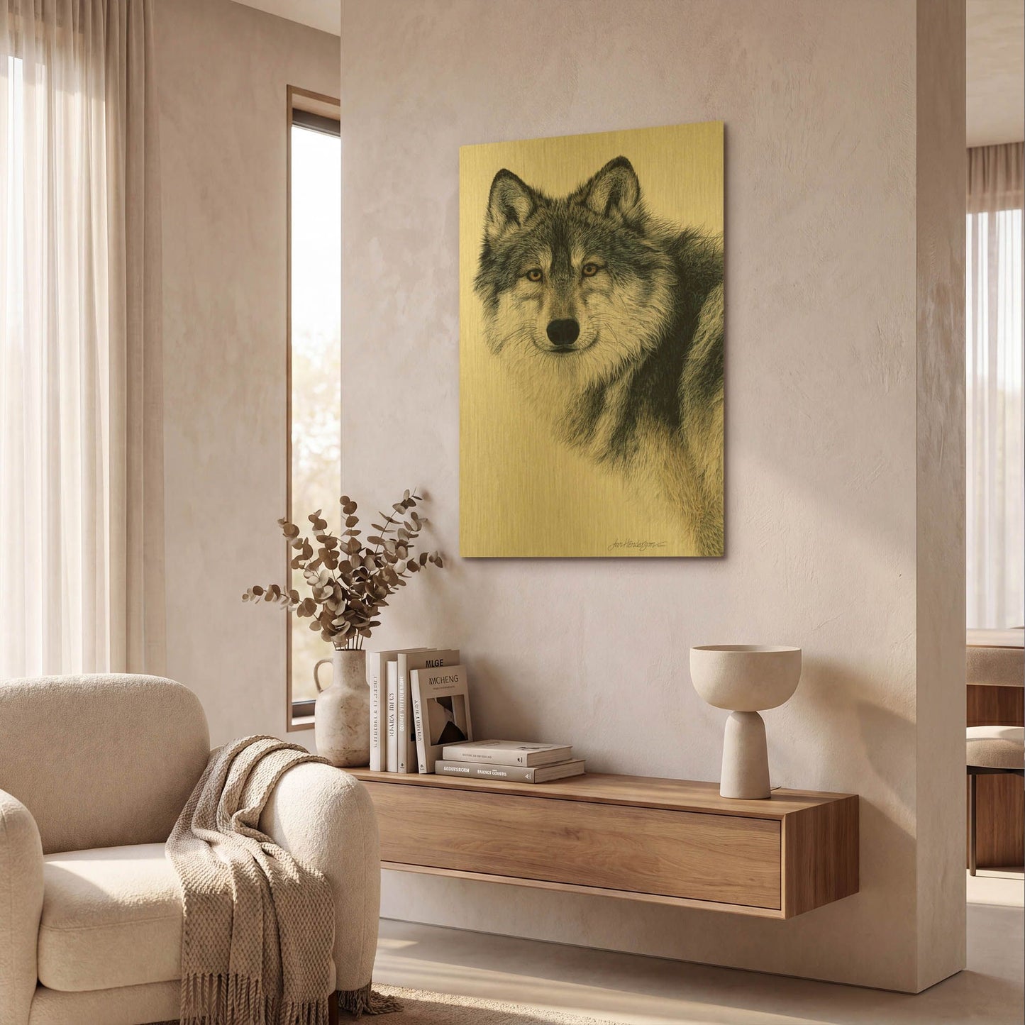 'Silent Watch' By Jan Henderson Gold Metal Wall Art