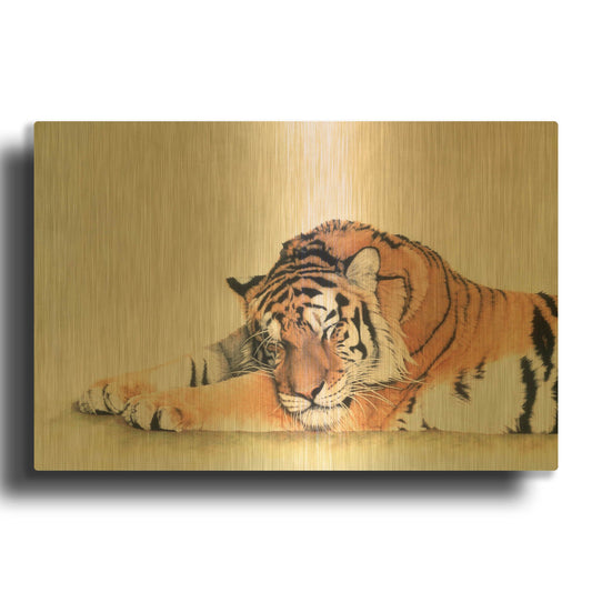 'Sleeping Tiger' By Jan Henderson Gold Metal Wall Art