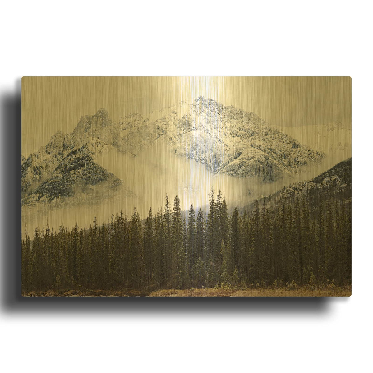 'Adventure Mountain' By Jennifer Henriksen Gold Metal Wall Art