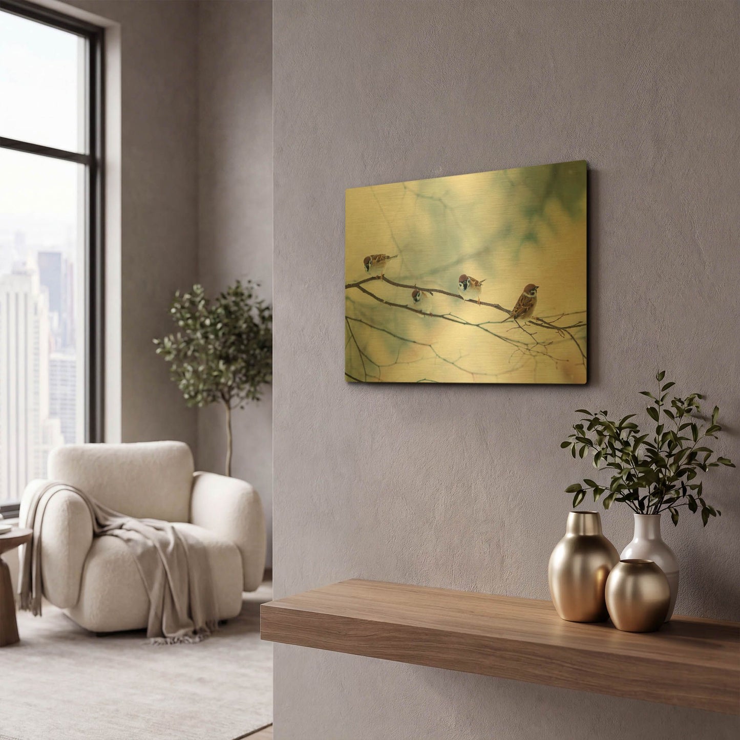 'Bird Feeders Treehouse' By LUXE Gold Metal Wall Art