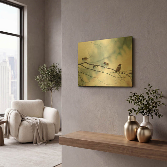 'Bird Feeders Treehouse' By LUXE Gold Metal Wall Art