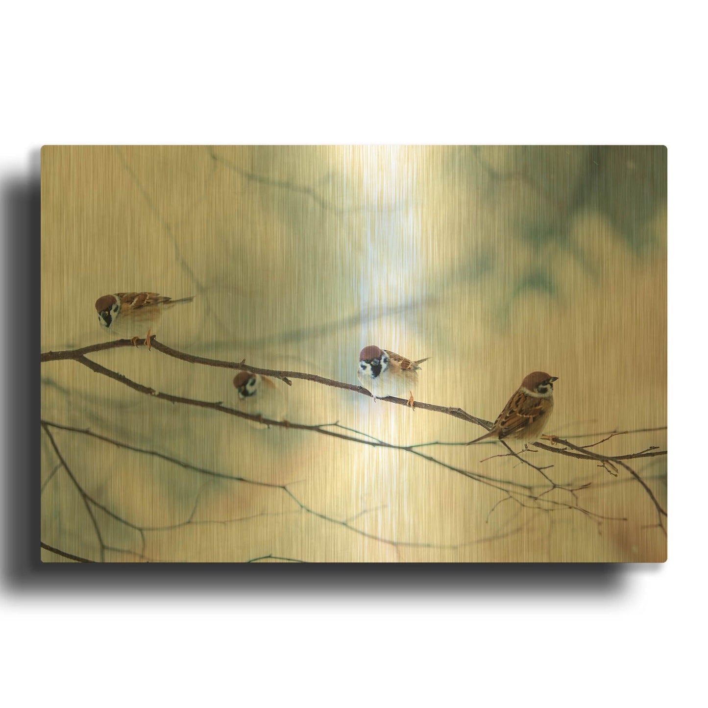 'Bird Feeders Treehouse' By LUXE Gold Metal Wall Art