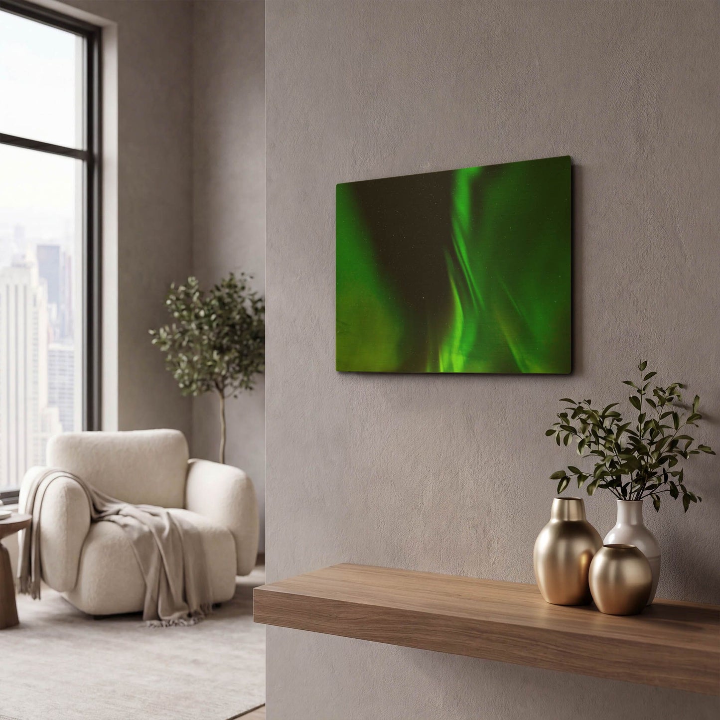 'A Beautiful Green Aurora Borealis' By LUXE Gold Metal Wall Art