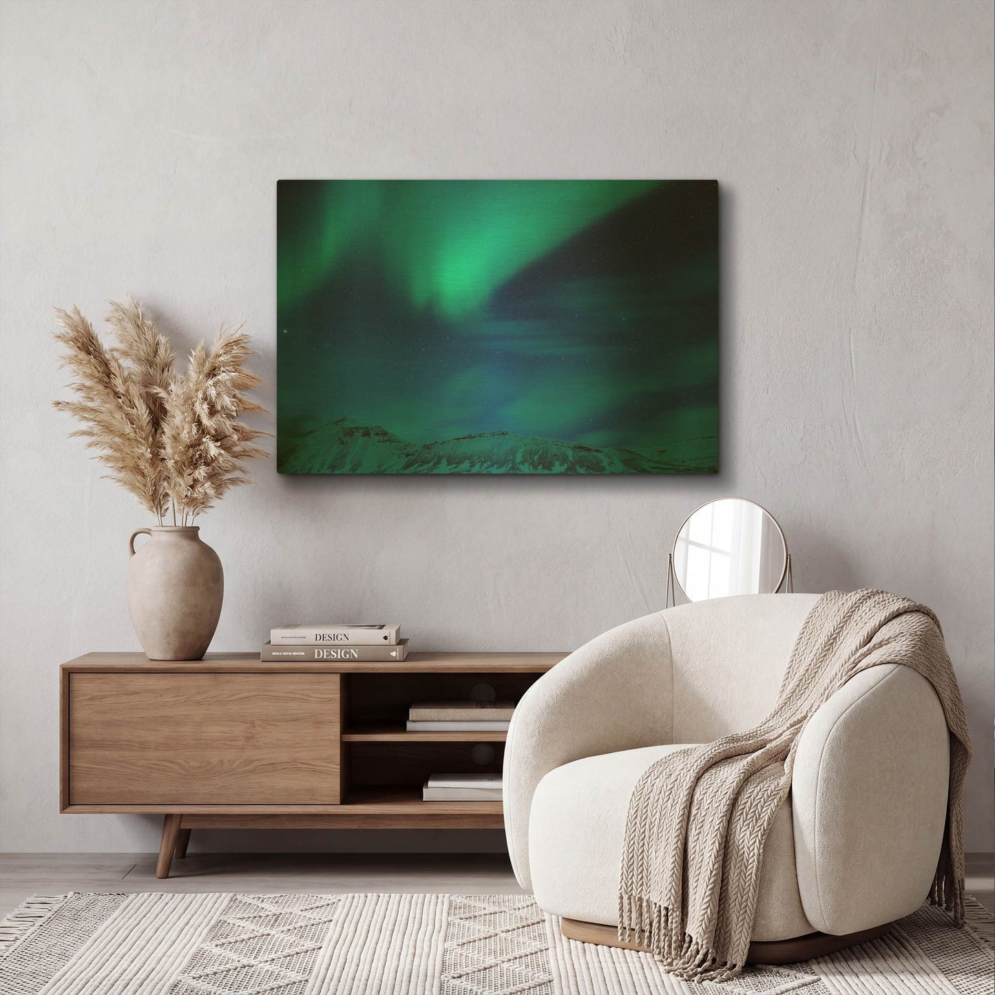 'Amazing Northern Lights Blue' By LUXE Gold Metal Wall Art