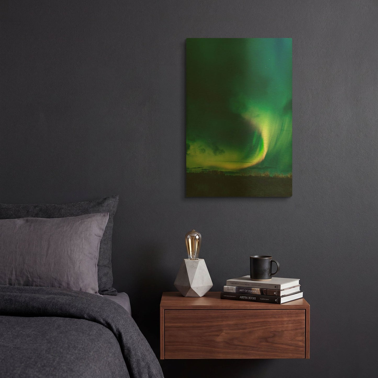 'Amazing Northern Lights Green' By LUXE Gold Metal Wall Art