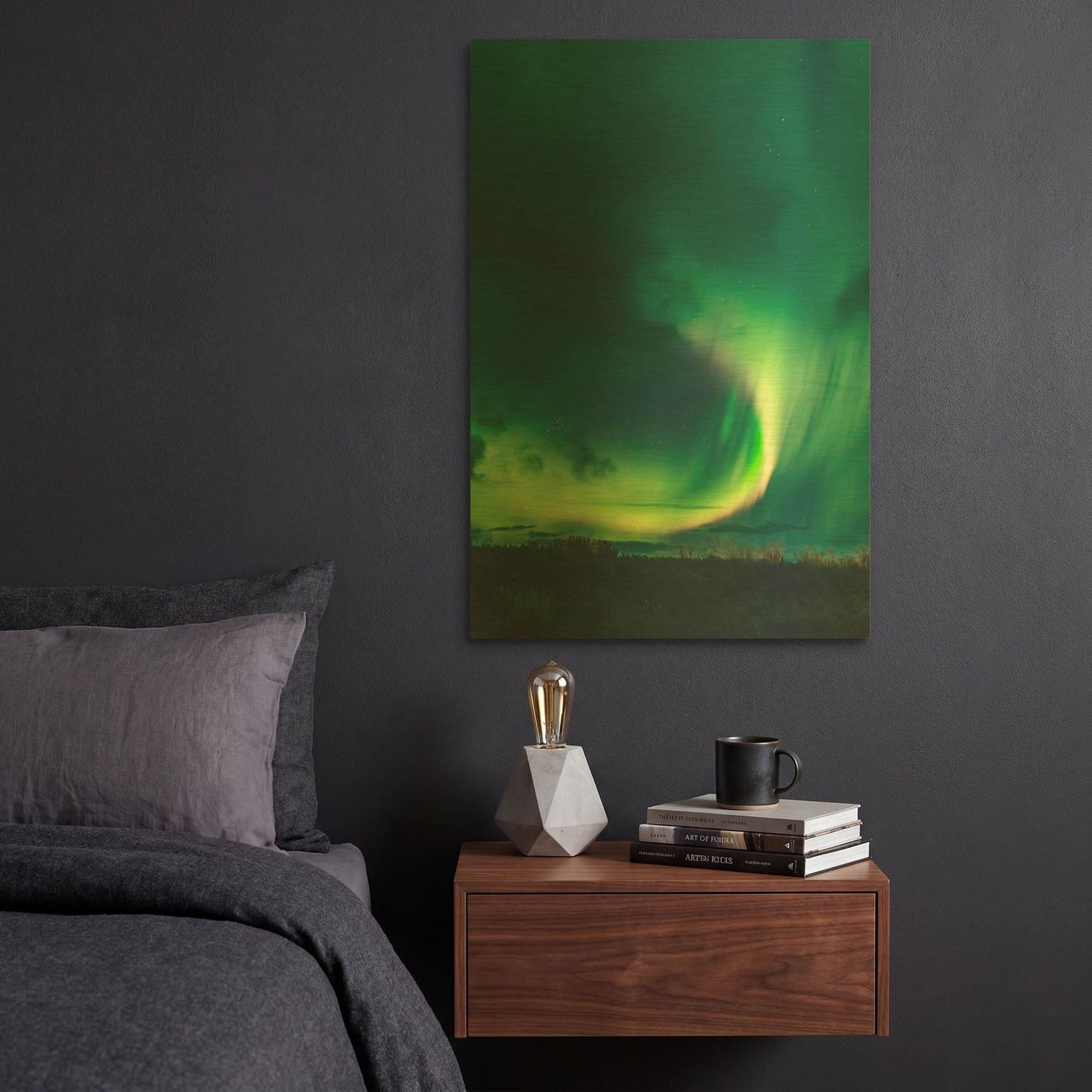 'Amazing Northern Lights Green' By LUXE Gold Metal Wall Art