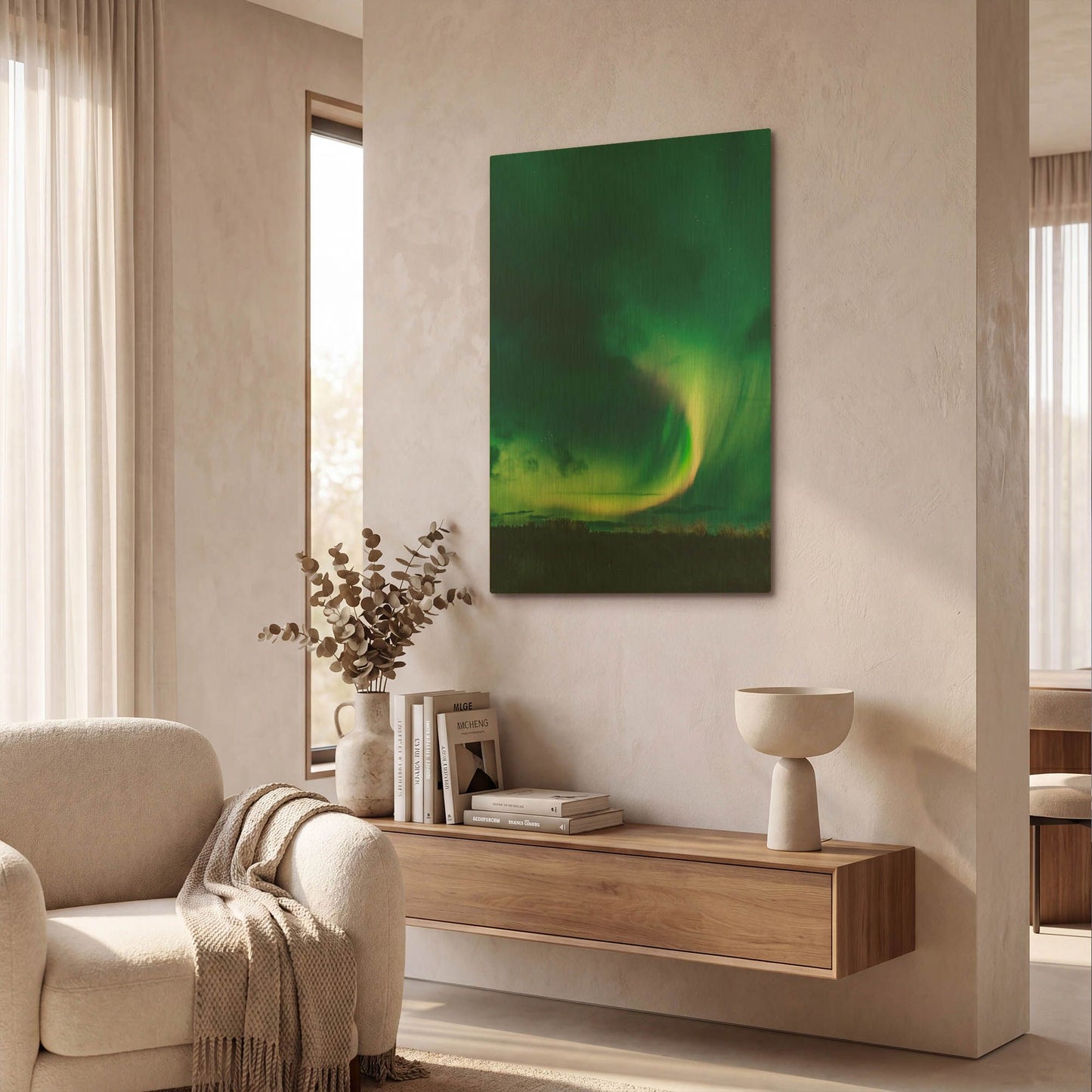 'Amazing Northern Lights Green' By LUXE Gold Metal Wall Art