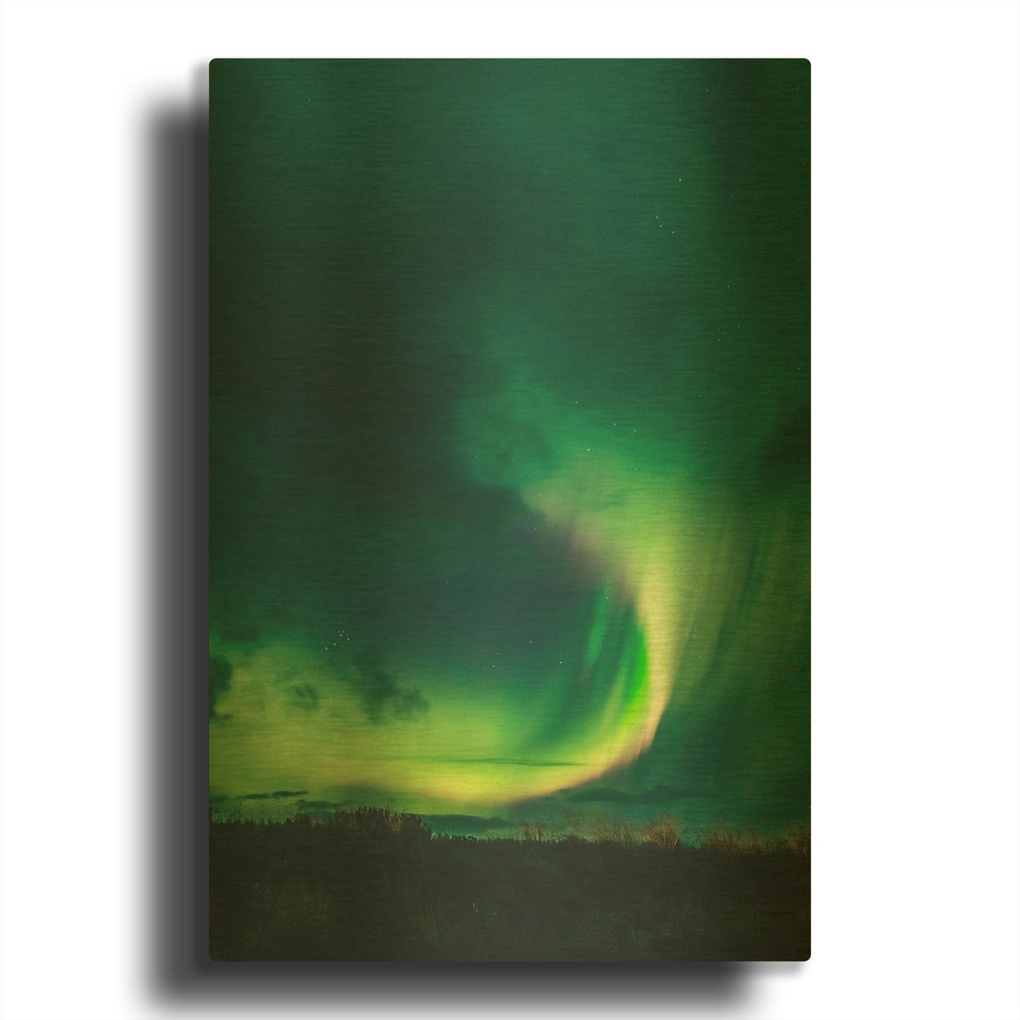 'Amazing Northern Lights Green' By LUXE Gold Metal Wall Art