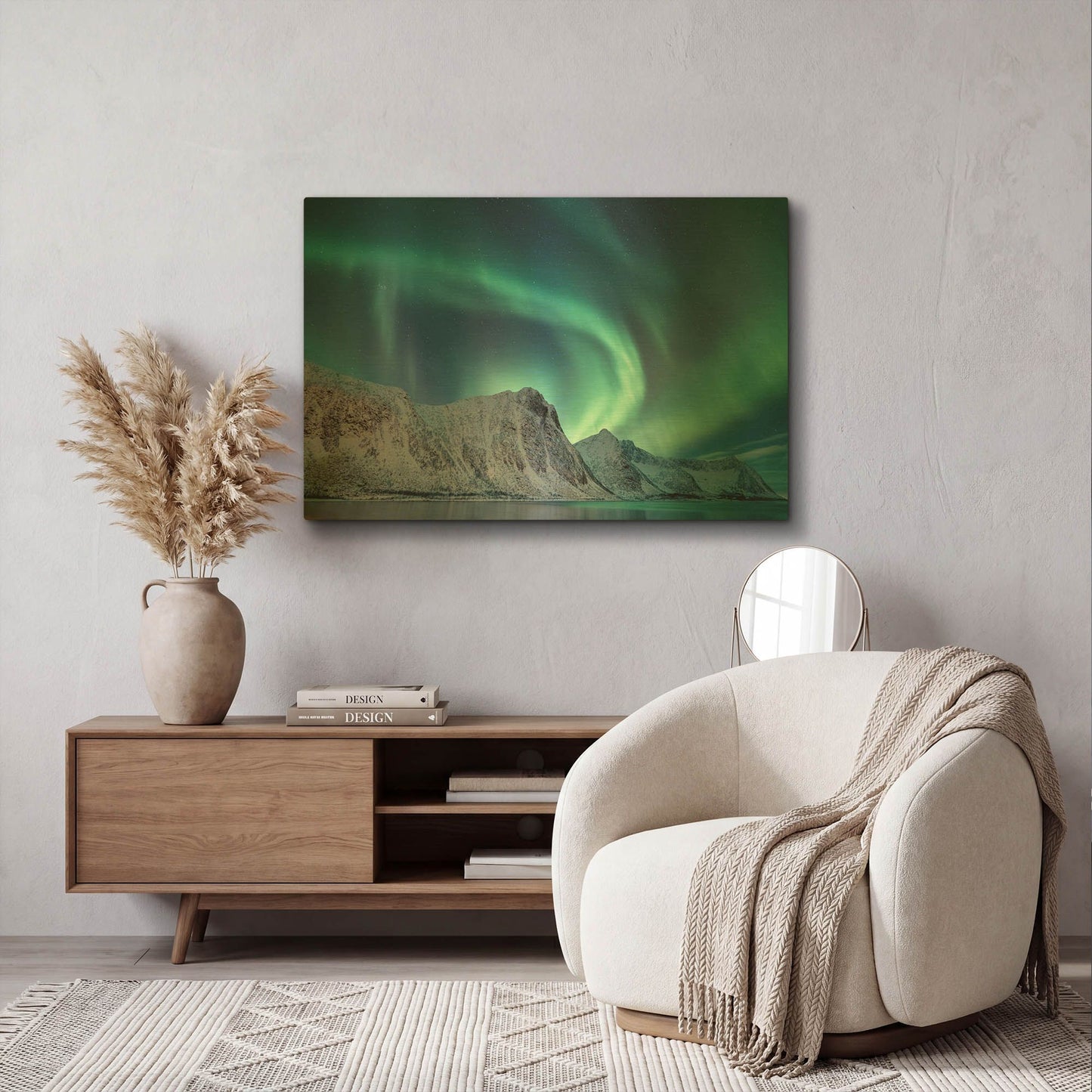 'Aurora Borealis In Norway Green' By LUXE Gold Metal Wall Art