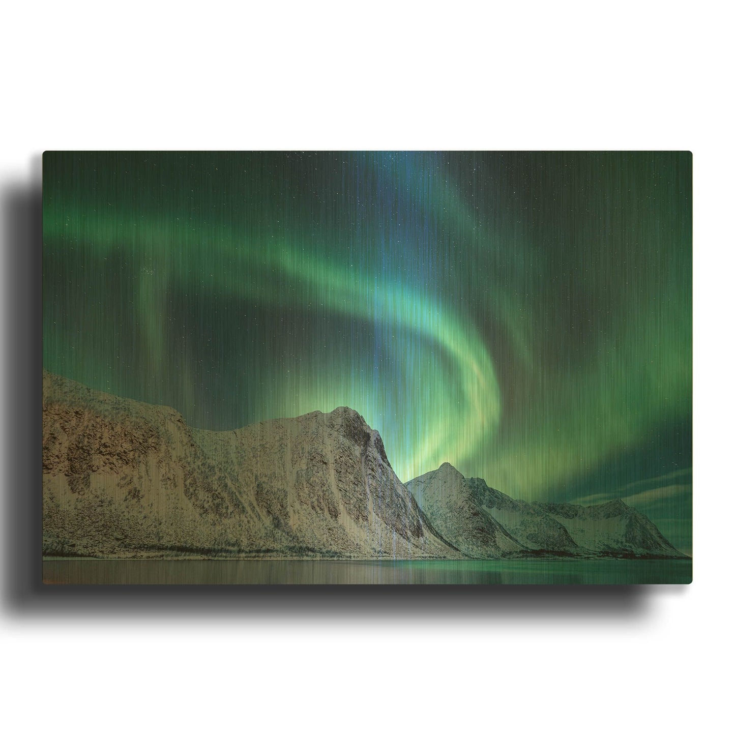 'Aurora Borealis In Norway Green' By LUXE Gold Metal Wall Art