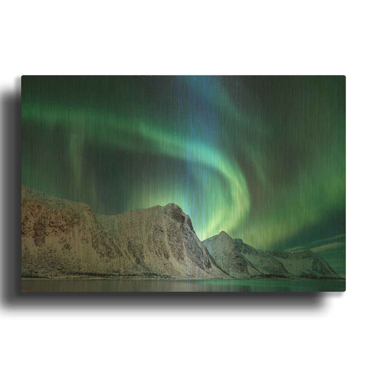 'Aurora Borealis In Norway Green' By LUXE Gold Metal Wall Art