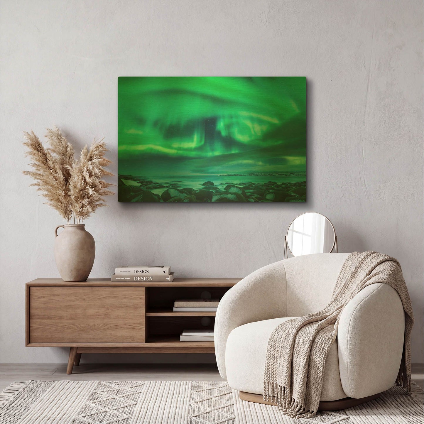 'Aurora Borealis Over Ocean' By LUXE Gold Metal Wall Art