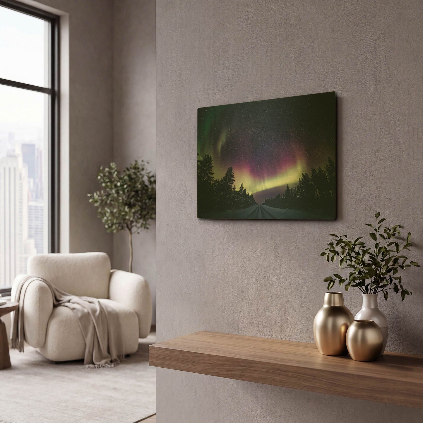 'Colorful Polar Arctic Northern Lights' By LUXE Gold Metal Wall Art