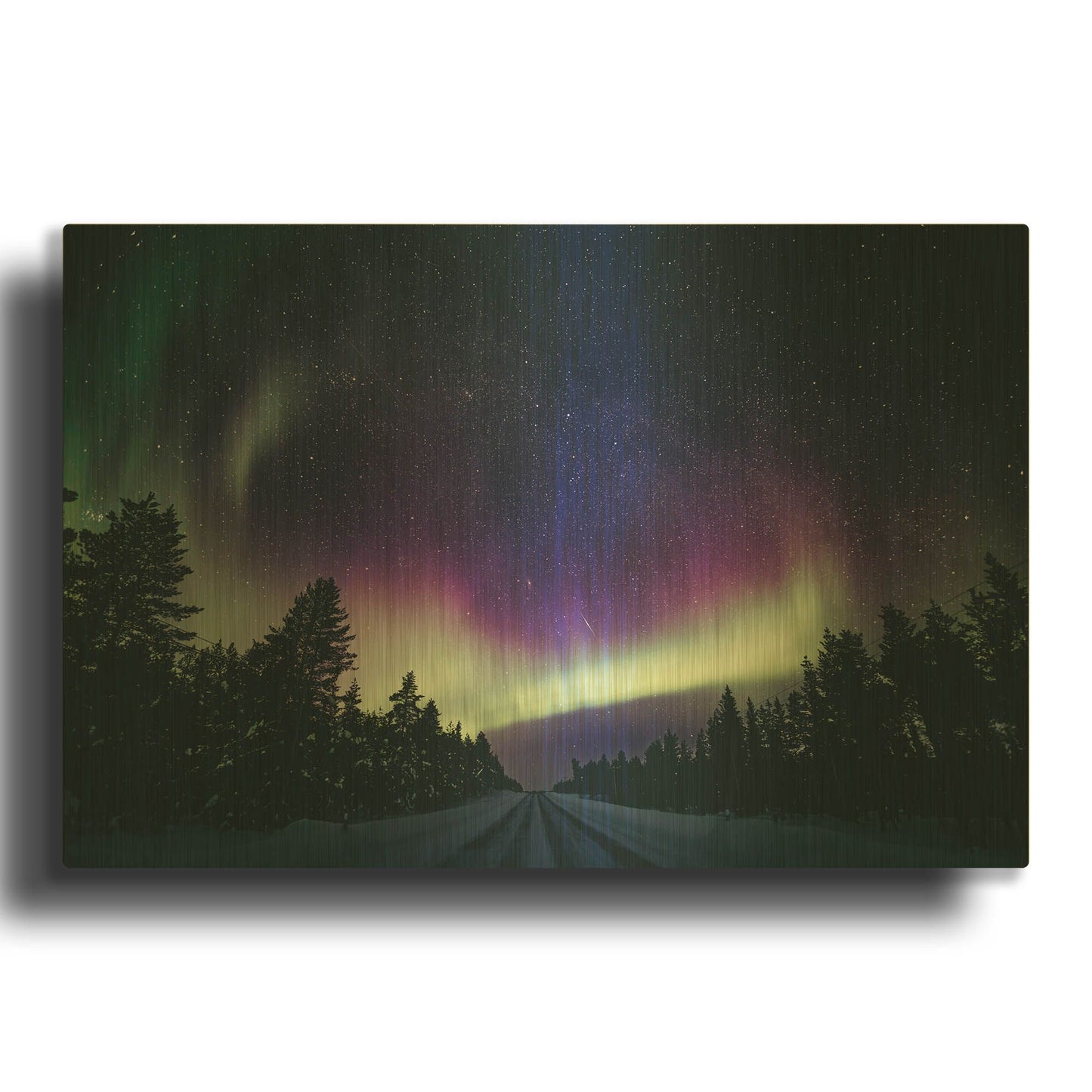 'Colorful Polar Arctic Northern Lights' By LUXE Gold Metal Wall Art