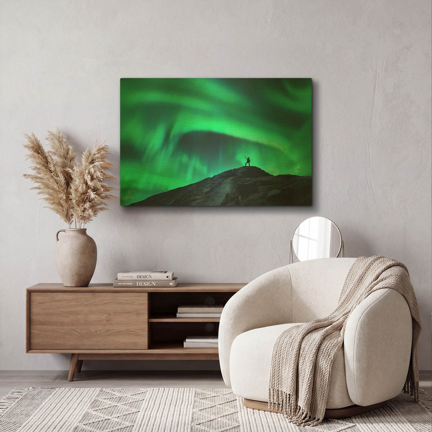 'Northern Lights And Woman' By LUXE Gold Metal Wall Art