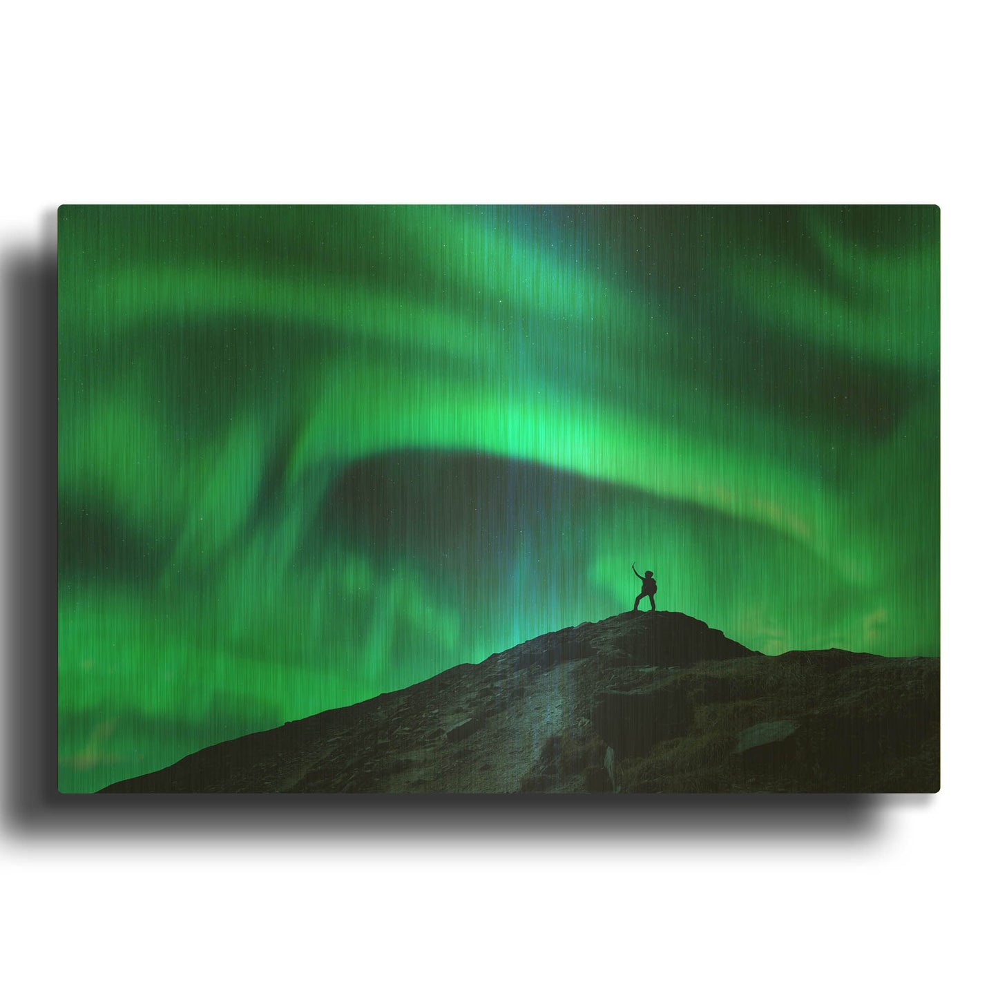 'Northern Lights And Woman' By LUXE Gold Metal Wall Art
