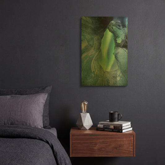 'Northern Lights Aurora Borealis Over Glacier Ice 1' By LUXE Gold Metal Wall Art
