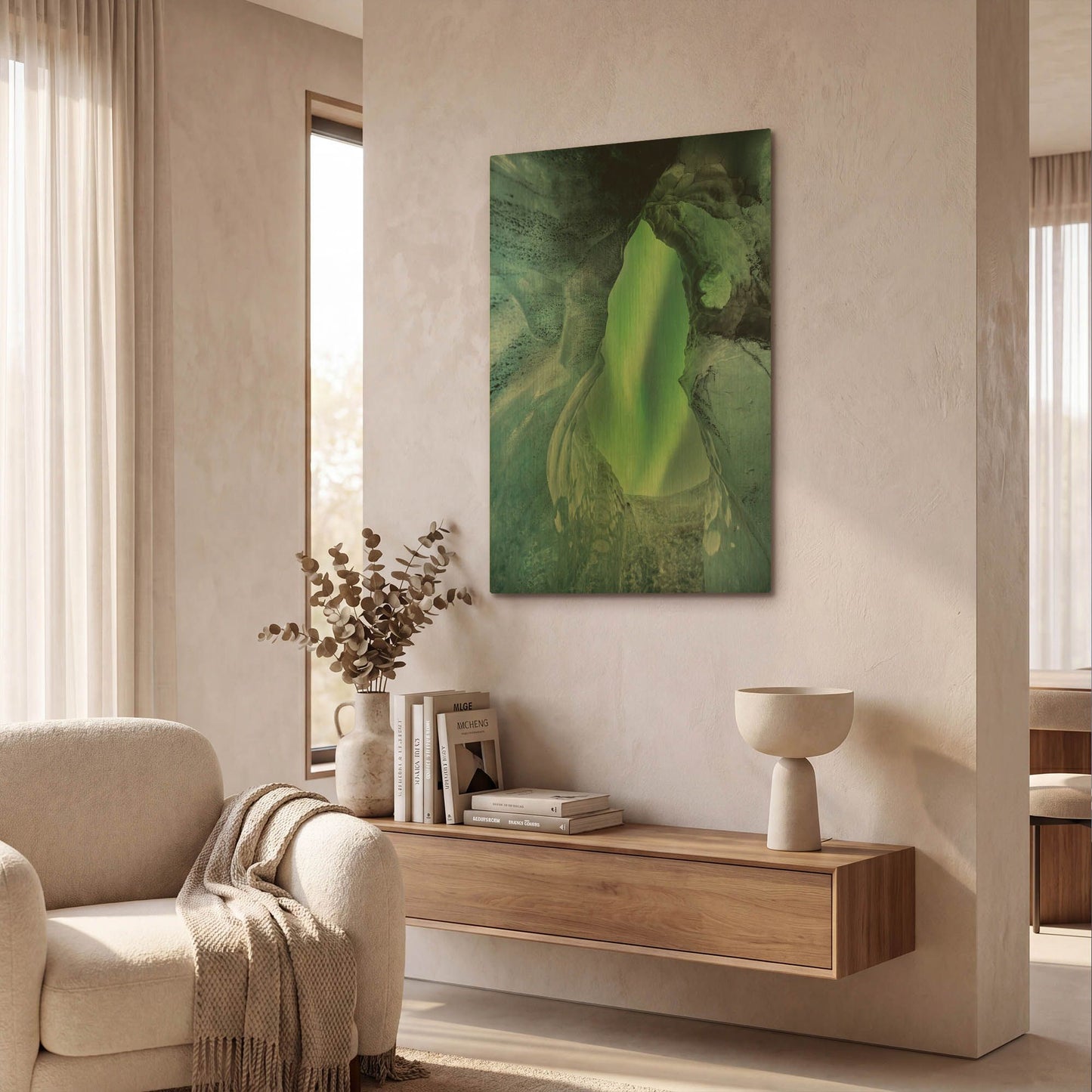 'Northern Lights Aurora Borealis Over Glacier Ice 1' By LUXE Gold Metal Wall Art