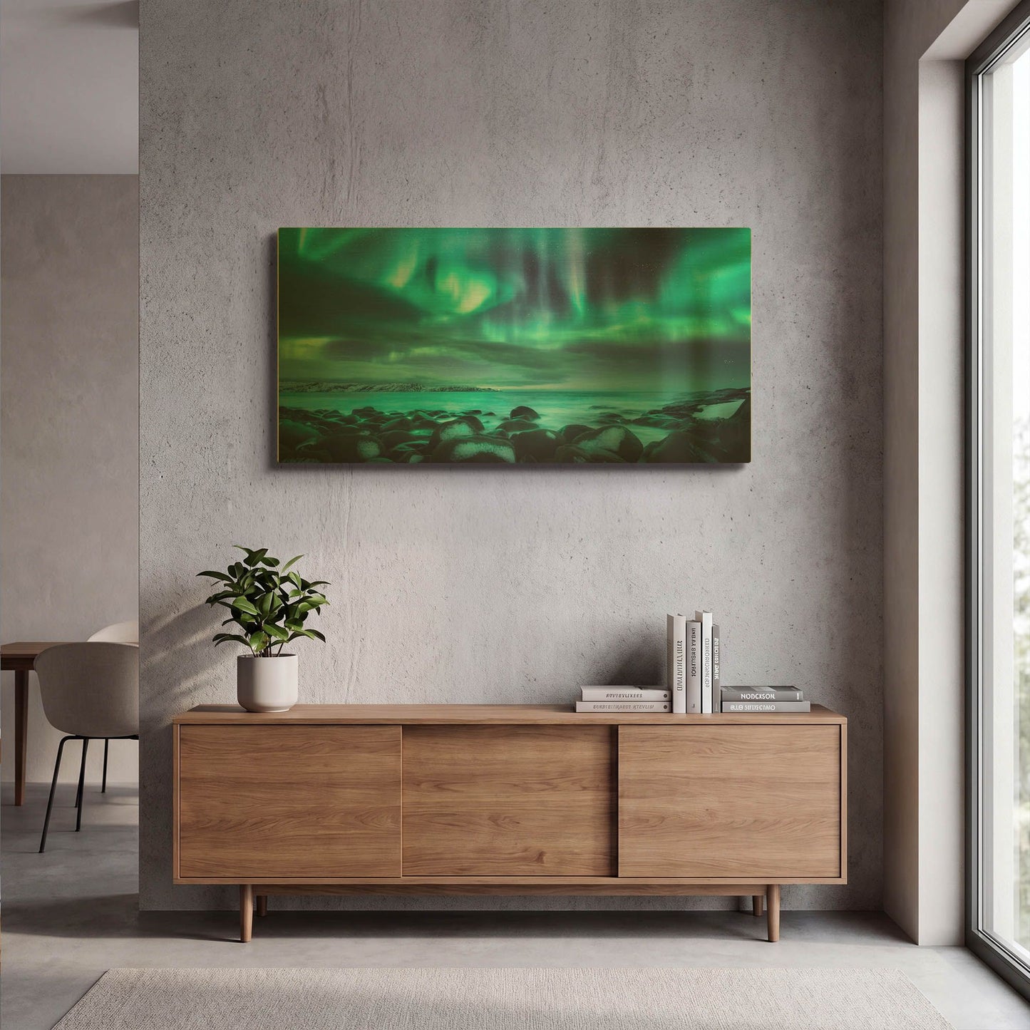 'Northern Lights Aurora Borealis Over Ocean' By LUXE Gold Metal Wall Art