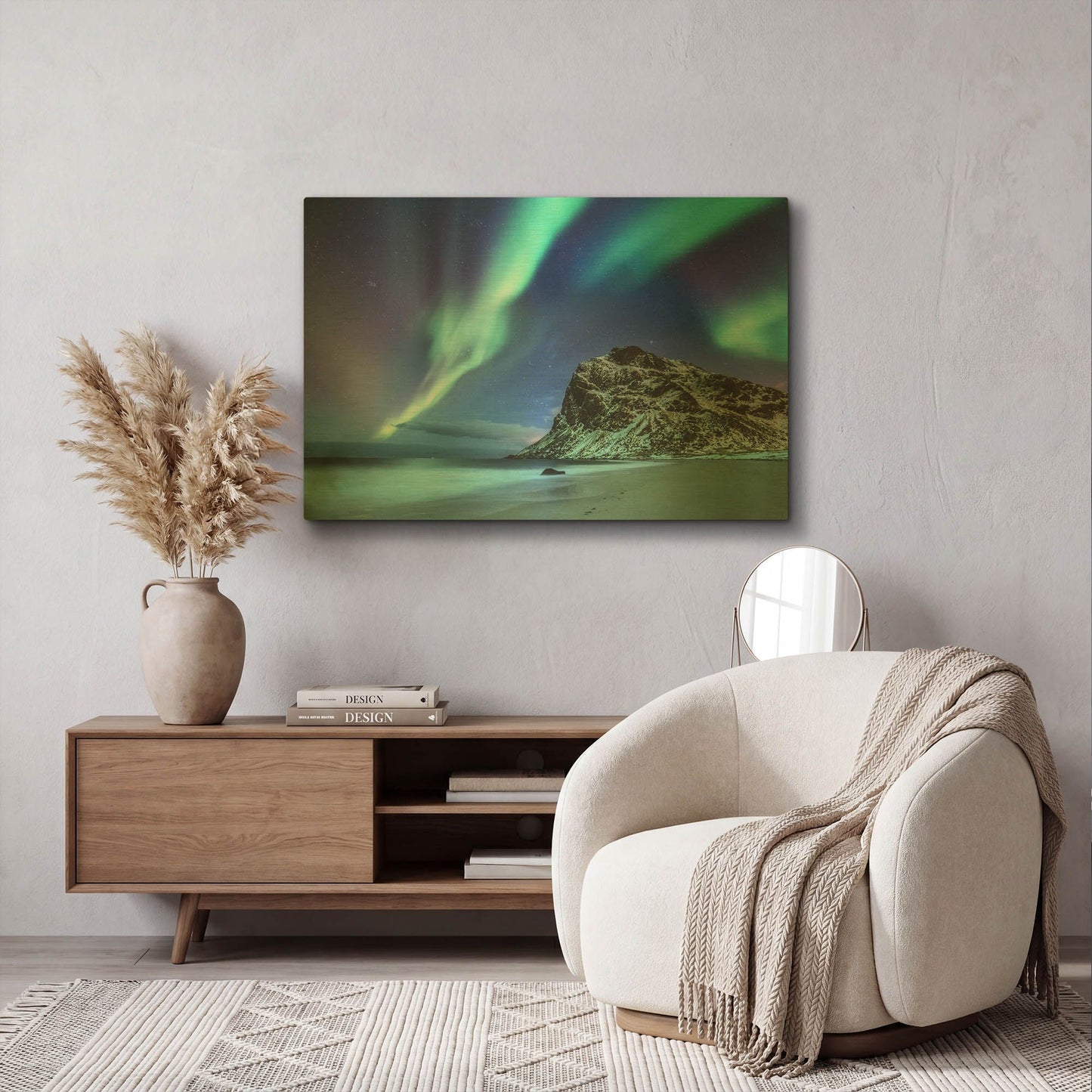 'Northern Lights In The Lofoten Islands Norway 2' By LUXE Gold Metal Wall Art