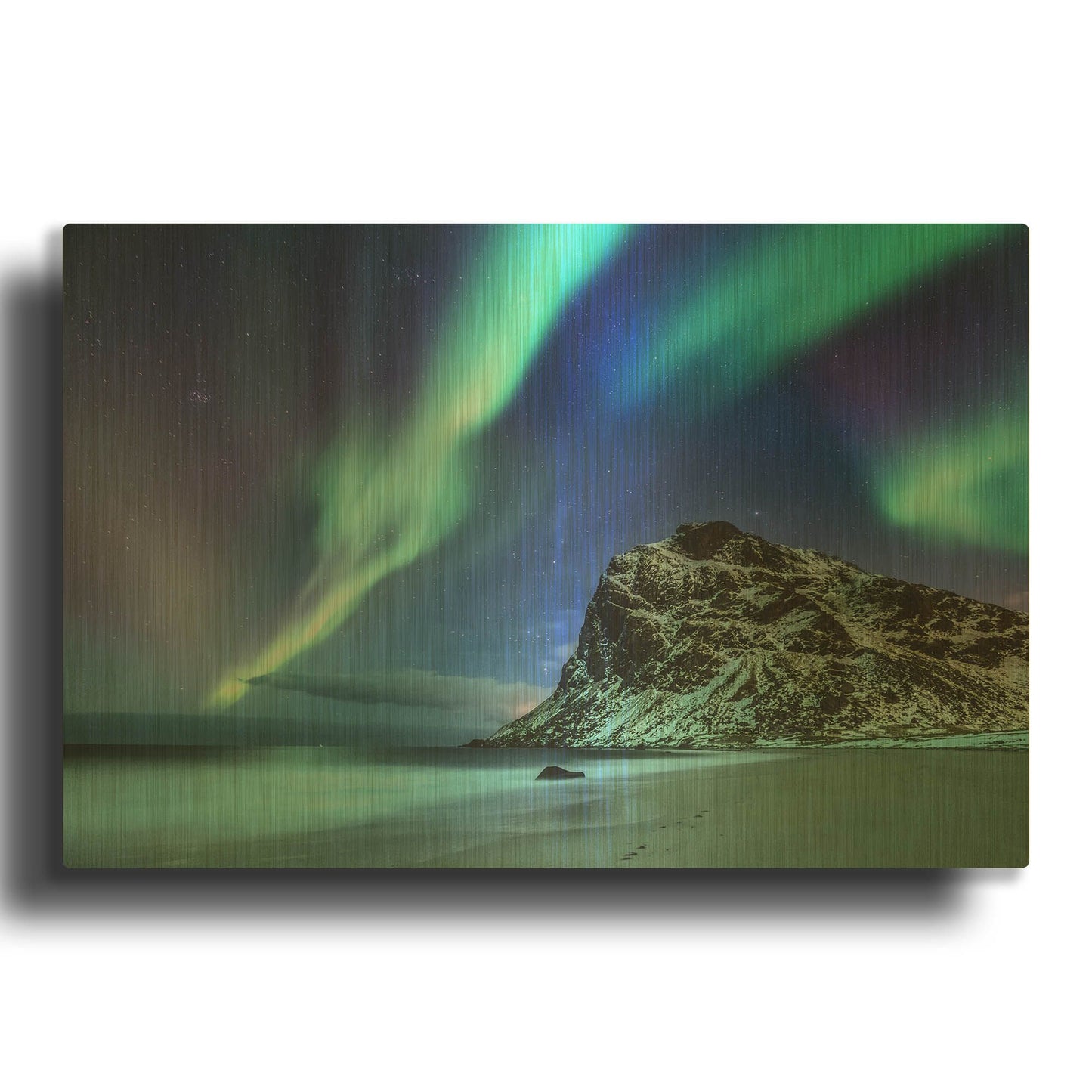'Northern Lights In The Lofoten Islands Norway 2' By LUXE Gold Metal Wall Art