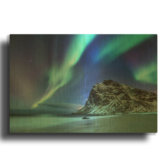 'Northern Lights In The Lofoten Islands Norway 2' By LUXE Gold Metal Wall Art