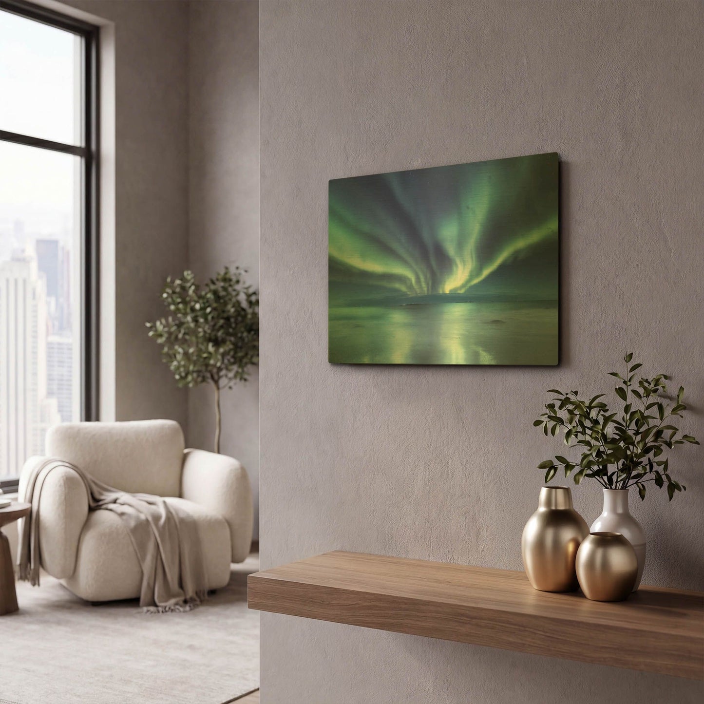 'Northern Lights In The Lofoten Islands Norway 3' By LUXE Gold Metal Wall Art