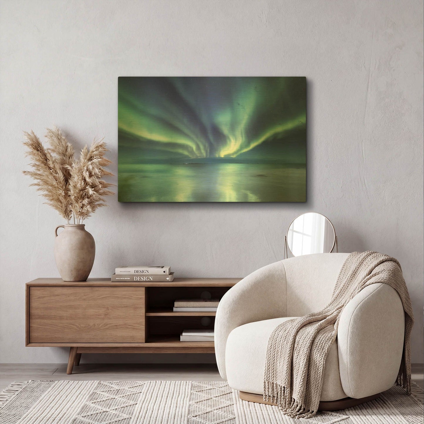 'Northern Lights In The Lofoten Islands Norway 3' By LUXE Gold Metal Wall Art