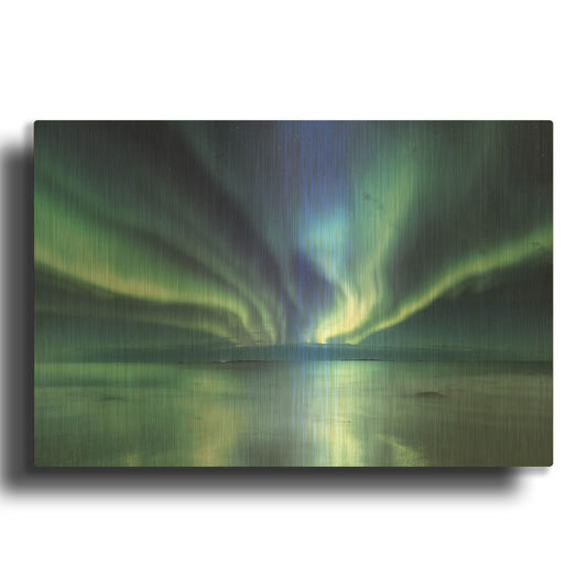 'Northern Lights In The Lofoten Islands Norway 3' By LUXE Gold Metal Wall Art