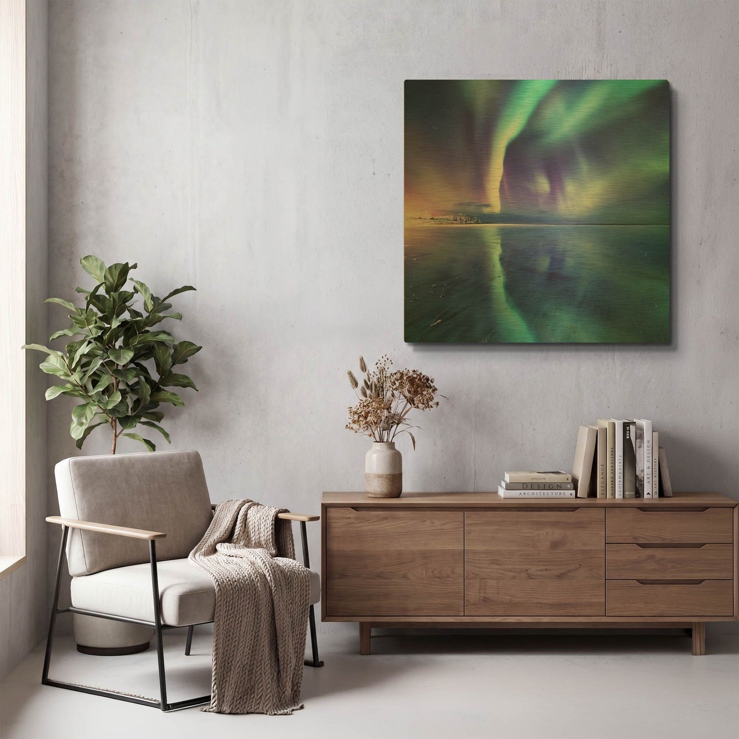 'Northern Lights In The Lofoten Islands Norway 4' By LUXE Gold Metal Wall Art
