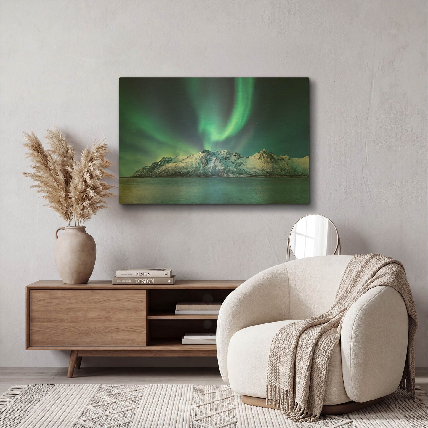 'Northern Lights In The Lofoten Islands Norway 6' By LUXE Gold Metal Wall Art