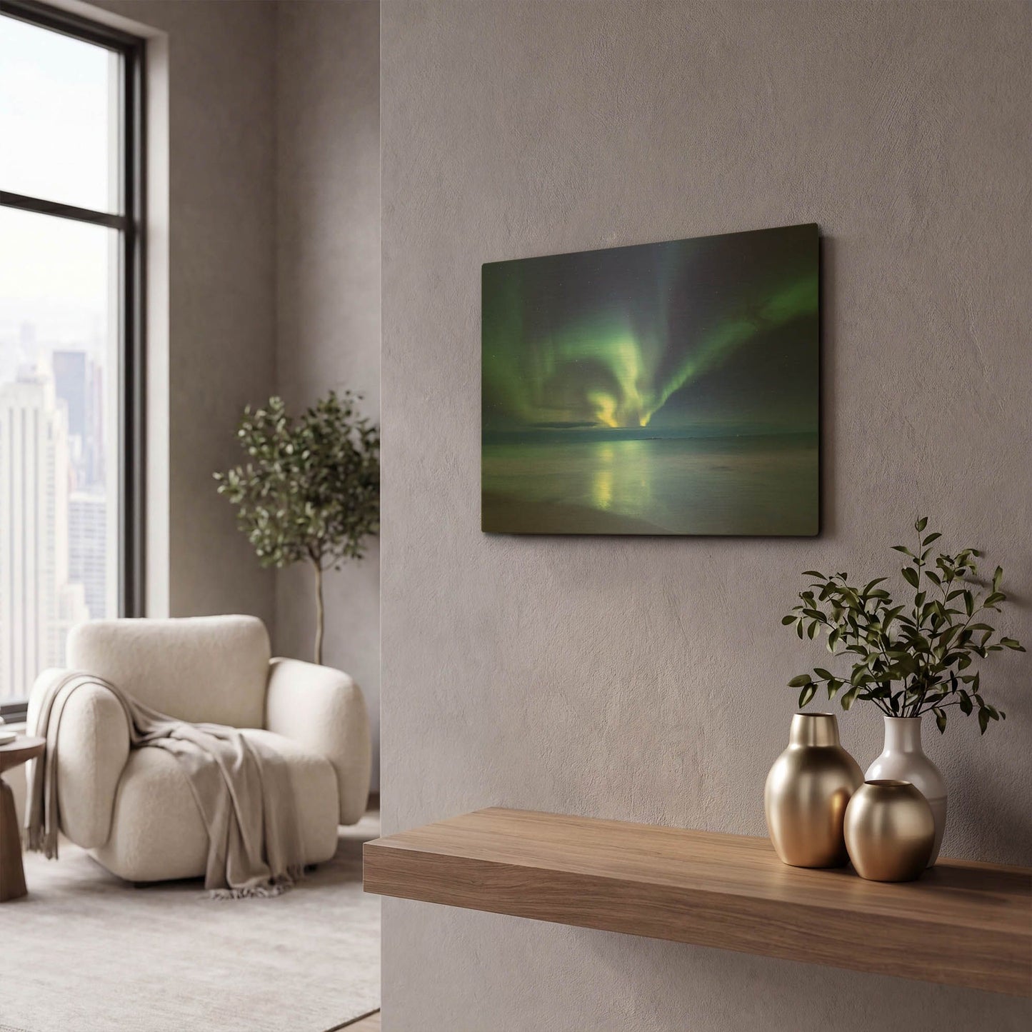 'Northern Lights In The Lofoten Islands Norway 7' By LUXE Gold Metal Wall Art