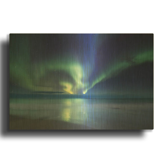 'Northern Lights In The Lofoten Islands Norway 7' By LUXE Gold Metal Wall Art