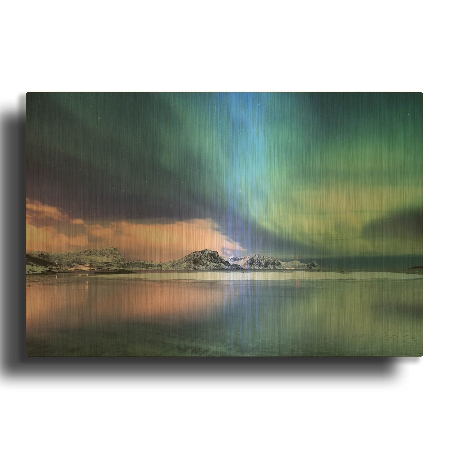 'Northern Lights In The Lofoten Islands Norway 8' By LUXE Gold Metal Wall Art