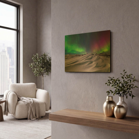 'Northern Lights On The Arctic Ocean Shore 1' By LUXE Gold Metal Wall Art