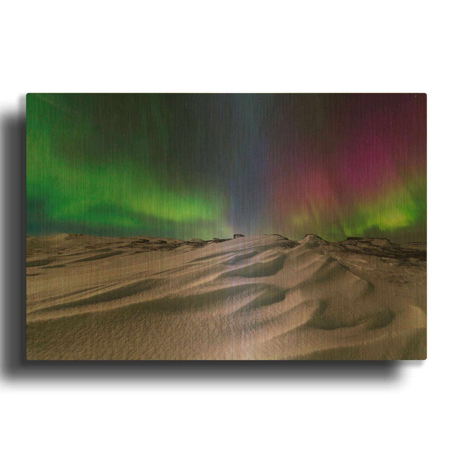 'Northern Lights On The Arctic Ocean Shore 1' By LUXE Gold Metal Wall Art