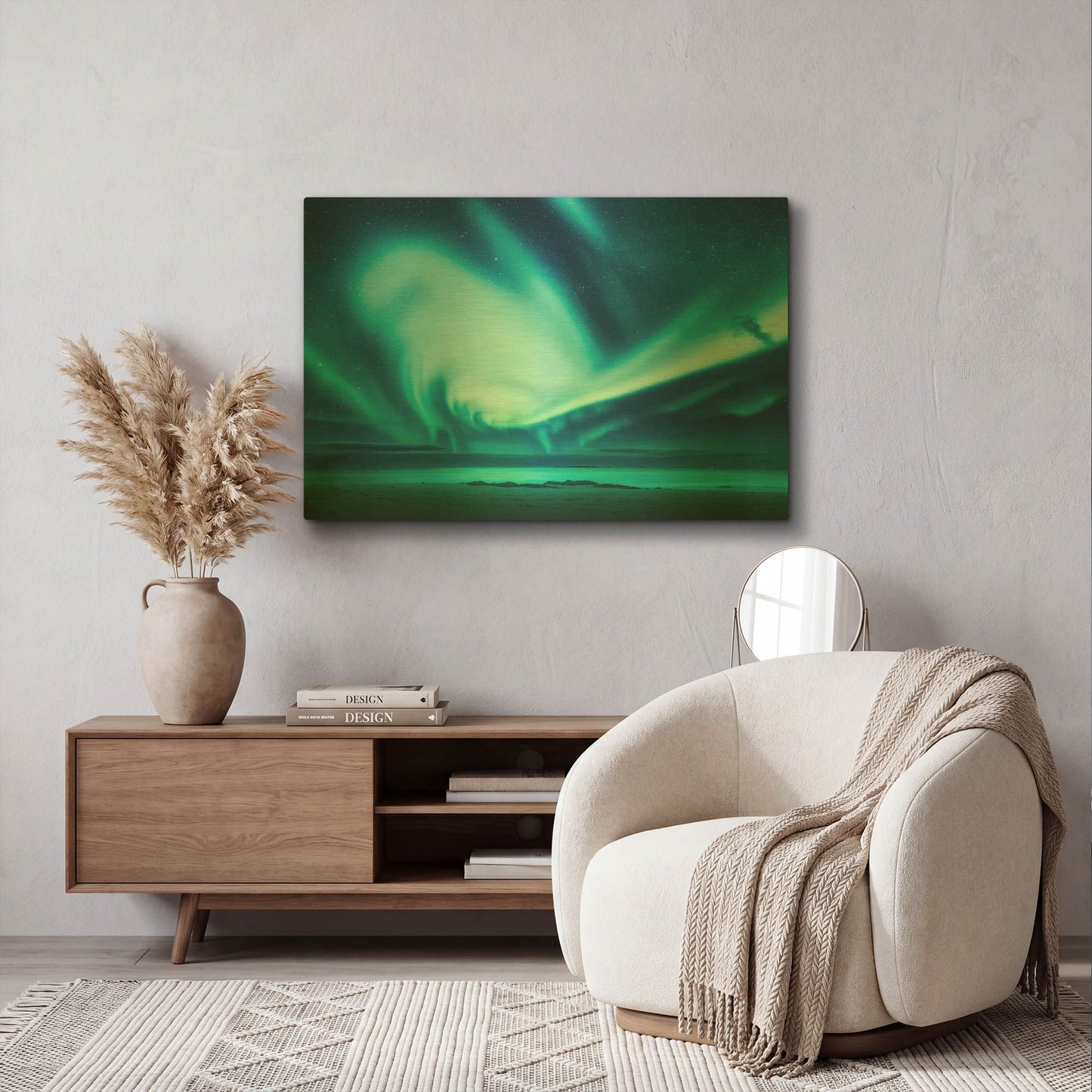 'Polar Lights Above The Sea Green Northern Lights' By LUXE Gold Metal Wall Art