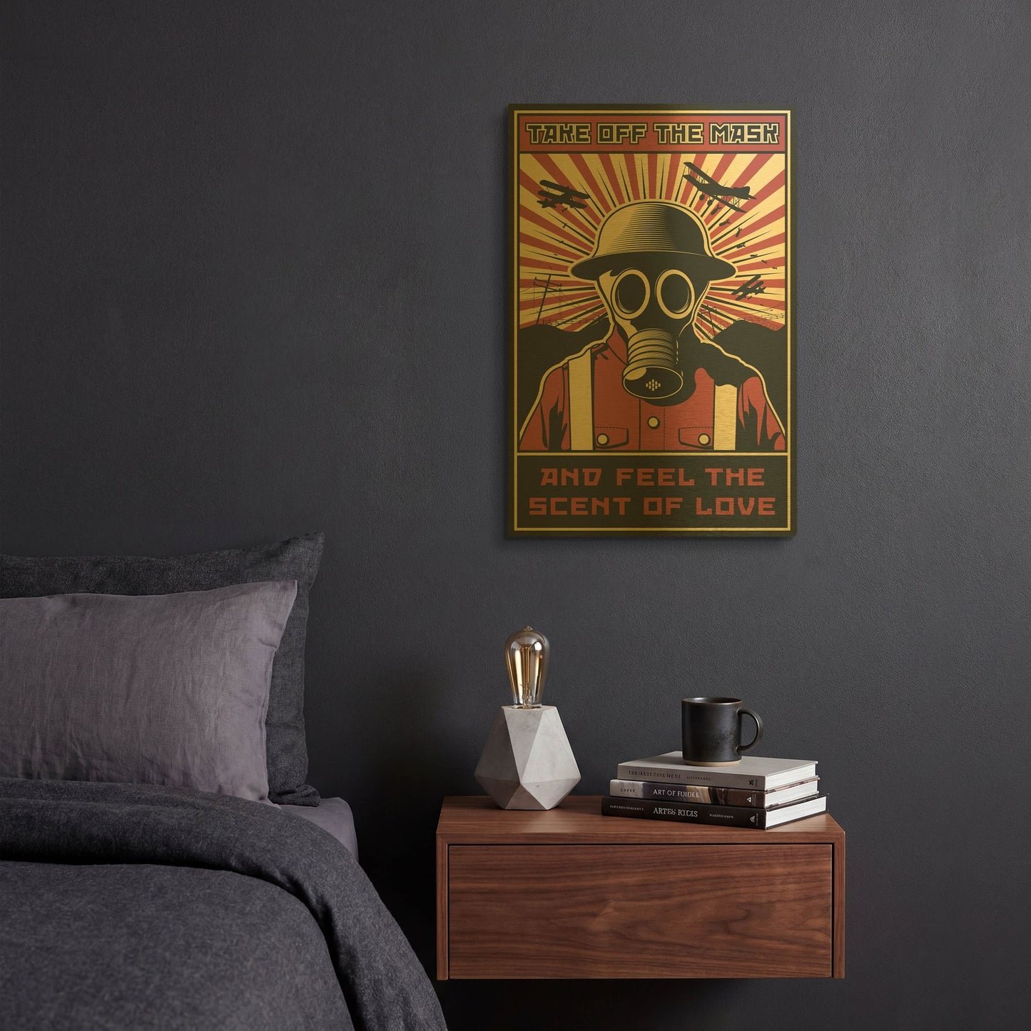 'Gas Mask' By LUXE Gold Metal Wall Art